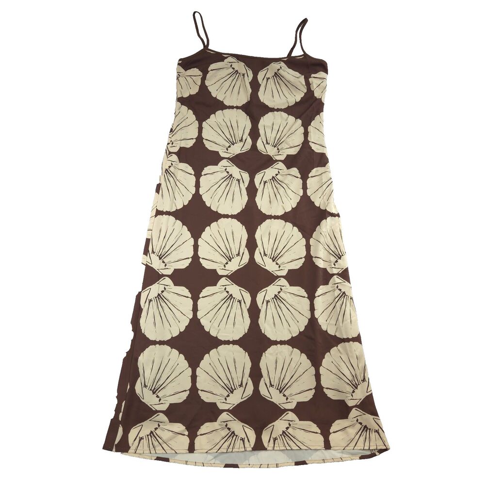 Abercromie & Fitch Julia Slip Maxi Dress Brown Seashell MP Slit Resort Beach